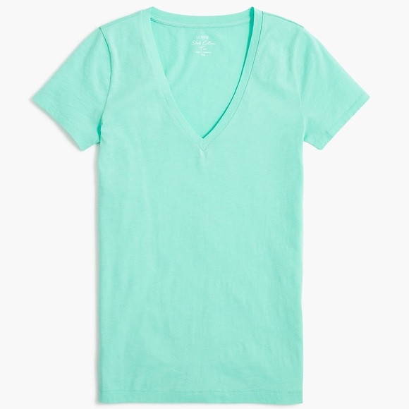 J. CREW V-Neck Tee Vintage Slub Cotton Sunwashed Mint Short Sleeve T-Shirt NWT - Picture 9 of 9